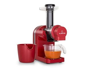 Klarstein Bella Elegance Extracteur de Jus 200 W, Presse a Froid Verticale, Reservoir 400 ml, Sans BPA, Base Antiderapante, Rouge