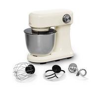 Klarstein Bella Evo Robot Pâtissier 1500W - 5L Bol Inox, 12 Vitesses, Système Planétaire, Pulse, Crochet, Fouet & Batteur, Robot Cuisine Multifonctions, Noir, Crème