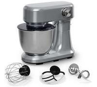 Klarstein Bella Evo Robot Pâtissier 1500W - 5L Bol Inox, 12 Vitesses, Système Planétaire, Pulse, Crochet, Fouet & Batteur, Robot Cuisine Multifonctions, Noir, Argent