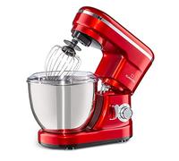 Klarstein Robot pâtisserie Bella – 1200 W, bol inox, système planétaire, fonction Pulse – Rouge