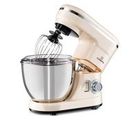 Klarstein Robot pâtissier Bella – 1200 W, 6 vitesses, Pulse, planétaire, bol inox – Crème