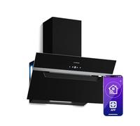 Klarstein BigBite 60 Hotte aspirante - Hotte de cuisine, 305 m³/h, CEE A++, commande par WiFi, Tactile, LED, filtre à charbon, évacuation & recirculation, noire