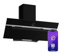 Klarstein BigBite Hotte Aspirante 90 cm - Hotte Décorative 417 m³/h A+++ LED 3 Vitesses & Boost Recyclage ou Évacuation Noir