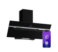 Klarstein BigBite Hotte Aspirante 90 cm - Hotte Décorative 417 m³/h A+++ LED 3 Vitesses & Boost Recyclage ou Évacuation Noir