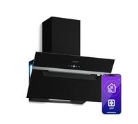 Klarstein BigBite Hotte Aspirante 60 cm Hotte Décorative 417 m³/h A+++ LED 3 Vitesses Tactile Recyclage/Évacuation Design Verre