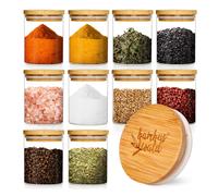 Klarstein Bocaux ronds avec couvercles en bambou