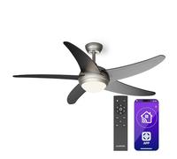 KLARSTEIN Bolero Ventilateur Plafond avec Lumière - 132cm, Silencieux, 6 Vitesses, Modes Été & Hiver, Télécommande & App, Design Moderne, Montage Flexible, Noir