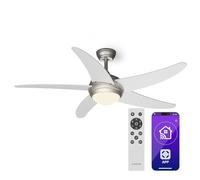 KLARSTEIN Bolero Ventilateur Plafond avec Lumière - 132cm, Silencieux, 6 Vitesses, Modes Été & Hiver, Télécommande & App, Design Moderne, Montage Flexible, Blanc