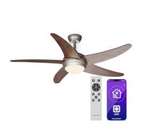 KLARSTEIN Bolero Ventilateur Plafond avec Lumière - 132cm, Silencieux, 6 Vitesses, Modes Été & Hiver, Télécommande & App, Design Moderne, Montage Flexible, Noyer
