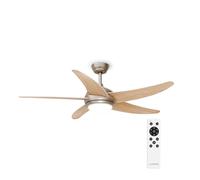 KLARSTEIN Bolero Ventilateur Plafond Avec Lumiere & Télécommande - 6 Vitesses, Silencieux, 132cm, 5 Pales, 3 Couleurs, Intérieur/Extérieur, Plafonnier Ventilateur, Maple