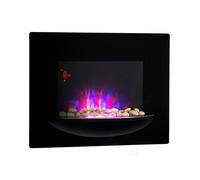 Klarstein Cheminée murale électrique Brasero 1800 W, illusion de flamme, vitrocéramique, noir