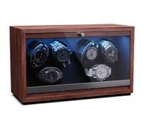 Klarstein Brienz 6 remontoirs silencieux pour 6 montres, aspect bois, avec 4 modes de rotation et éclairage LED, coussin en mousse à mémoire de forme, fonctionnement USB, noyer, 6 remontoirs de montre