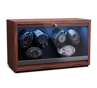 Klarstein Brienz 6 remontoirs silencieux pour 6 montres, aspect bois, avec 4 modes de rotation et éclairage LED, coussin en mousse à mémoire de forme, fonctionnement USB, noyer, 6 remontoirs de montre
