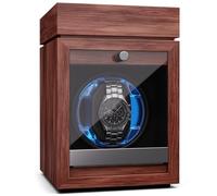 Klarstein Brienz 6 remontoirs silencieux pour 6 montres, aspect bois, avec 4 modes de rotation et éclairage LED, coussin en mousse à mémoire de forme, fonctionnement USB, noyer, 1 remontoir avec sac