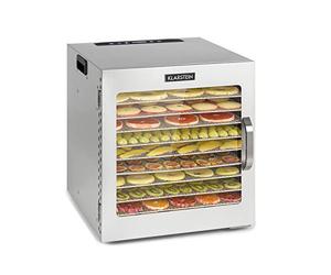 Klarstein Captain Jerky 110 Déshydrateur Alimentaire, 1000 W, 30-90°C, Minuterie 24 h, Sans BPA, Panneau Tactile, 10 Plateaux, Porte Vitrée, Inox, Bac Récupérateur, Argent