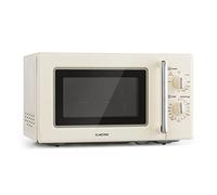 Klarstein Caroline Micro-ondes - Combiné Micro-ondes/Gril, Micro-ondes 2-en-1 fonction gril, 20L, 700/1000 W, QuickSelect, Design rétro, Inox, Crème