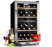 Klarstein Cave à vin 12 bouteilles, cave de service avec étagères en bois amovibles, porte en verre, commande tactile, écran LCD, éclairage intérieur, temp de 5 à 18°C, cave a vin veillissement, Noir