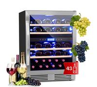 KLARSTEIN Cave a Vin Encastrable, Caves à Vin de Conservation de 129L, Porte en Verre, Cave a Vins à Double Zone, Bar Int/Ext, Frigo Vin Bizone, Cave a Vin de Vieillissement, Cave à Vin 43 Bouteilles