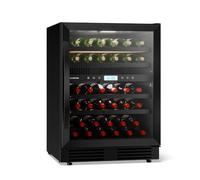 KLARSTEIN Cave à vin encastrée VeroSteel - Cave à vin double zone de 43 bouteilles, porte en verre UV, commande tactile, clayettes en bois entièrement extensibles et faciles d'accès