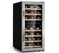 KLARSTEIN Cave a Vin, Réfrigérateur à Vin avec Porte en Verre, Cave à de Vieillissement, Double Zone, Prosecco, Bière, Ecran Tactile, Réfrigérateur Bar, Frigo, Protection UV, 5-18°C, 33 Bouteilles