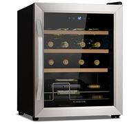 Klarstein Cave a Vin, Réfrigérateur à Vin avec Porte en Verre, Cave à de Vieillissement, Zone Unique, Prosecco, Bière, Ecran Tactile, Réfrigérateur Bar, Frigo, Protection UV, 5-18°C, 16 Bouteilles