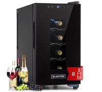 KLARSTEIN Cave a Vin, Réfrigérateur à Vin sur Pieds avec Porte en Verre, Cave à de Vieillissement, Prosecco, Bière, Ecran Tactile, Réfrigérateur Bar, Frigo, Protection UV, 11-18°C, 8 Bouteilles