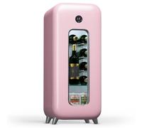 KLARSTEIN Cave à vin sur pied 1 zone, Petit réfrigérateur à boissons, Petite cave à vin avec porte vitrée, Réfrigérateur à boissons intérieur/extérieur, à 15 bouteilles