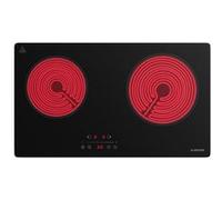 Klarstein Plaque de cuisson CeramEase Slim Vitrocéramique 2 foyers Tactile Minuterie Noir G