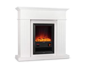 KLARSTEIN Chamonix - Cheminée électrique Effet Flamme, 2000 W, Chauffage séparé, 2 Niveaux de Puissance, 5 Niveaux de luminosité, Thermostat, minuterie hebdomadaire, Protection Anti surchauffe, Blanc