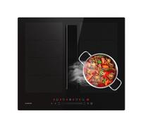 Klarstein Chef-Fusion plaque à induction avec hotte - 60 cm, 600 m³/h, 6400 W, Flexzone, efficacité énergétique A, commande tactile, gain de place, noire