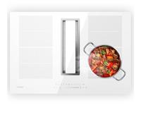 Klarstein Chef-Fusion table à induction avec hotte intégrée - 7200 W Flex-Zone, 610 m³/h, classe A, commande tactile, design verre, gain de place, acier inoxydable