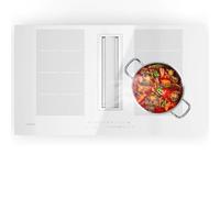 Klarstein Chef-Fusion table à induction avec hotte intégrée - 7200 W Flex-Zone, 610 m³/h, classe A, commande tactile, design verre, gain de place, acier inoxydable