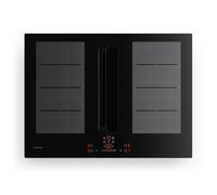 Klarstein ChefFusion Table de cuisson à induction avec hotte intégrée 70 cm - 4 zones, 7200 W, 504,3 m³/h, zones flexibles, recyclage et évacuation