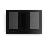 Klarstein ChefFusion Table de cuisson à induction avec hotte intégrée 80 cm - 4 zones, 7200 W, 504,3 m³/h, zones flexibles, recyclage et évacuation