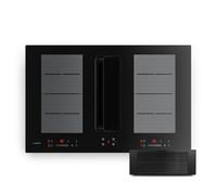 Klarstein ChefFusion Table de cuisson à induction avec hotte intégrée 80 cm - 4 zones, 7200 W, 504,3 m³/h, zones flexibles, recyclage et évacuation