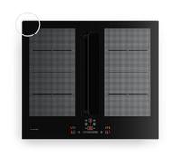 Klarstein ChefFusion Table de cuisson à induction avec hotte intégrée et cadre en aluminium 60 cm - 4 zones, 7200 W, 504,3 m³/h, zones flexibles, recyclage et évacuation
