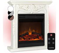 Klarstein Cheminée Electrique, Chauffage Electrique de 1800W, Cheminee avec Effet Flamme en LED et Bûches en Bois, Télécommande, Programmable, Minuterie, Contrôle Automatique de la Température