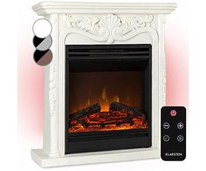 Klarstein Cheminée Electrique, Chauffage Electrique de 1800W, Cheminee avec Effet Flamme en LED et Bûches en Bois, Télécommande, Programmable, Minuterie, Contrôle Automatique de la Température