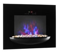 Klarstein Brasero - Cheminée Murale électrique, 1800 W,Chauffage électrique, 2 puissances, vitrocéramique, Illusion de Flamme, Choix de Couleur, Pierres décoratives, minuterie hebdomadaire, Noir