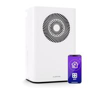 Klarstein CircleDry 12L Déshumidificateur Smart, Wi-Fi, Silencieux 38dB, Minuterie 24h, Drainage Continu, Contrôle Humidité, Portable, Pour Maison & Bureau Jusqu'à 24m², Blanc