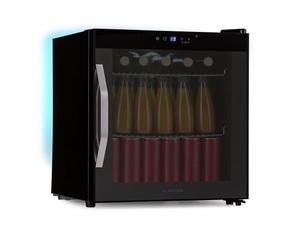 Klarstein Coachella 50 Onyx Réfrigérateur à Boissons - 47 L, WiFi, Éclairage LED 7 Couleurs, Porte Vitrée, Commande Tactile, 3-18°C, 2 Clayettes, Vitrine à Boissons Réfrigérée, Noir