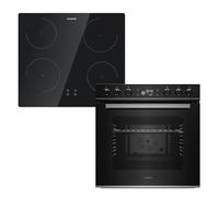 Klarstein ControlSync Four Avec Plaque Induction - Four 72L Avec Minuterie Numérique, 9 Fonctions, Sécurité Enfants, Plaque 4 Zones Avec Booster, Design Verre Noir, Classe Énergétique A