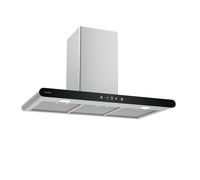 Klarstein CurveVent Hotte Murale - 90cm Hotte Aspirante, 700 m³/h, Éclairage LED, Tactile, A+ Énergie, Silencieuse 56 dB, Filtre à Charbon, Noir