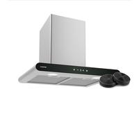 Klarstein CurveVent Hotte Murale - 60cm Hotte Aspirante, 682 m³/h, Éclairage LED, A+ Énergie, Tactile, Silencieuse 56 dB, Filtre à Charbon, Noir