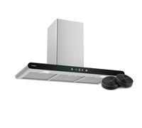Klarstein CurveVent Hotte Murale - 90cm Hotte Aspirante, 676 m³/h, Éclairage LED, Tactile nergie, Silencieuse 56 dB, Filtre à Charbon, Noir