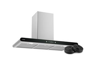 Klarstein CurveVent Hotte Murale - 90cm Hotte Aspirante, 700 m³/h, Éclairage LED, Tactile nergie, Silencieuse 56 dB, Filtre à Charbon, Noir