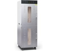 Klarstein Déshydrateur Alimentaire - 3000W, 32 Plateaux Inox, 30-90°C, Minuterie 24h, 4 Ventilateurs, 2 Chambres Séparées, Déshydrateur Fruits & Légumes,50-55 dB, Argent, Grande capacité, sain