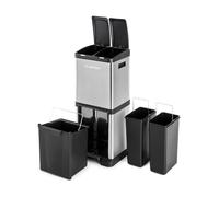 Klarstein Poubelle à pédale tri sélectif Ökosystem² – 30L (1×15L+2×7,5L) acier inoxydable Argent