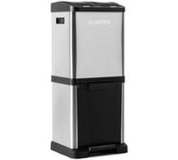 Klarstein Poubelle à pédale tri sélectif Ökosystem² – 30L (1×15L+2×7,5L) acier inoxydable Argent
