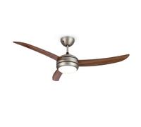 KLARSTEIN El Paso - Ventilateur de plafond 2 en 1: Ventilateur et plafonnier, Diamètre: 52 "(132 cm), 3 pales, débit d'air: 10 344 m³/h, 3 niveaux de vitesse - aspect chêne foncé